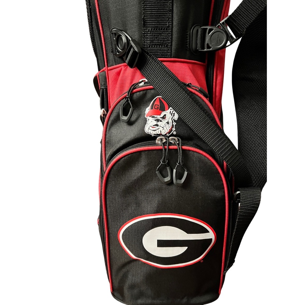 Team Effort Georgia Bulldogs Caddie Carry Hybrid Golf Bag 14-Way Black Red NEW - Picture 2 of 10